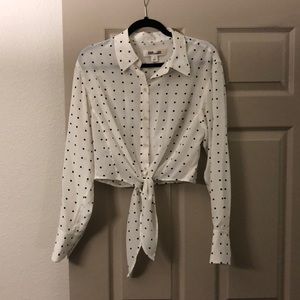 Diane Von Furstenberg silk polka dot tie blouse